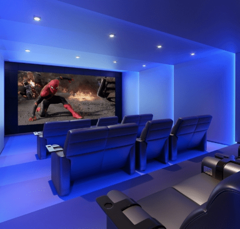 A home theatre with Batman plating.